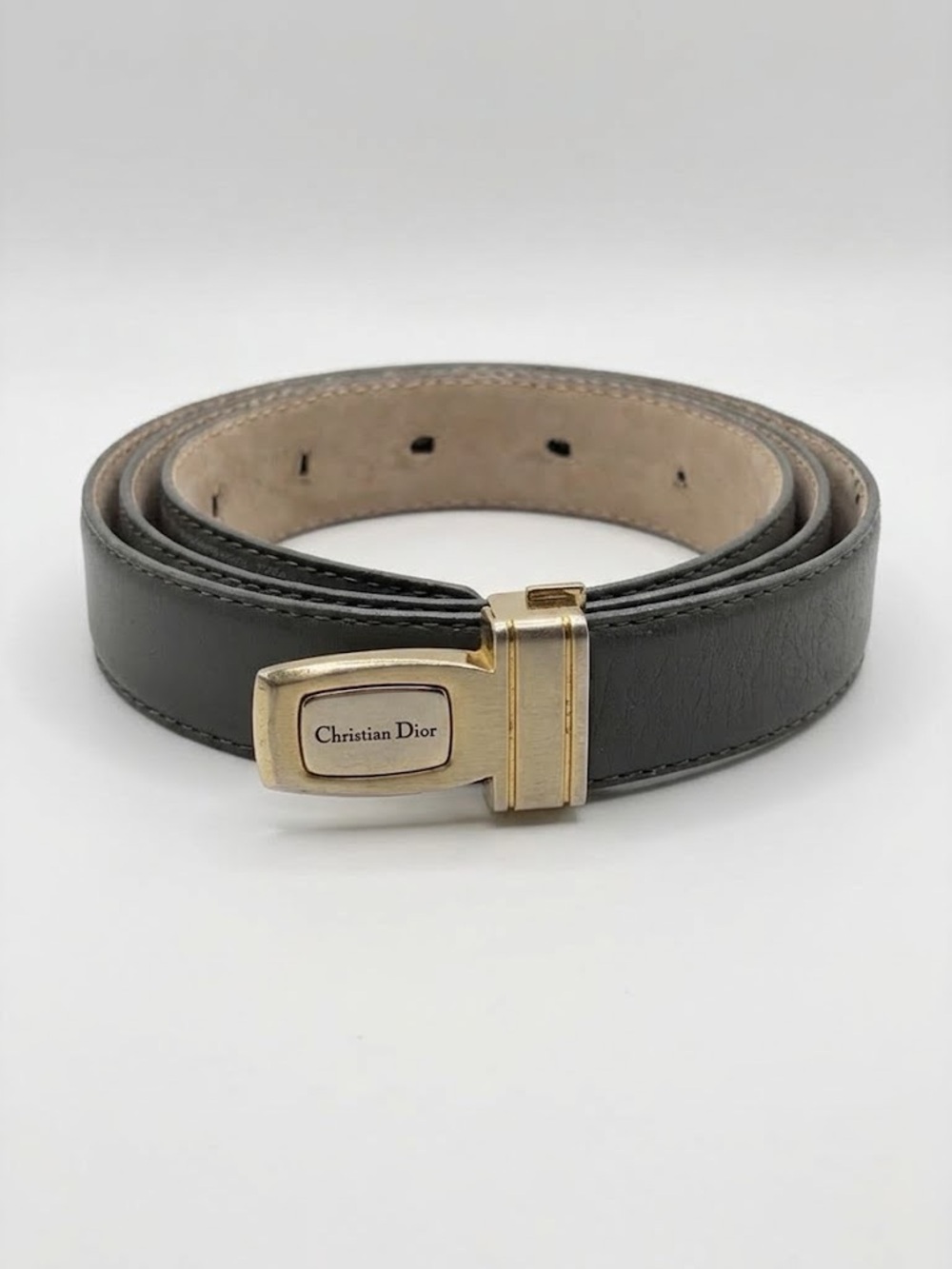Christian Dior Vintage Gray Belt Gold Hardware 34/85
